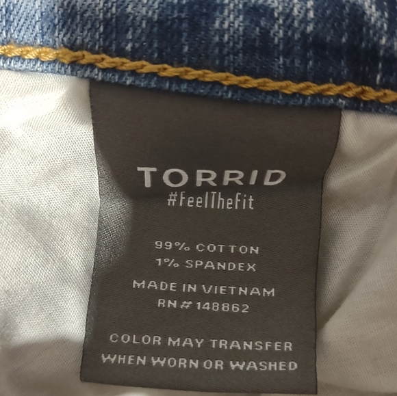 Torrid Jeans Womens Blue Perfect Wide Leg Mid Rise Like New Distressed 2… - Picture 10 of 15